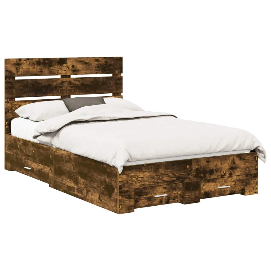 Cadre de lit Chêne fumé 120 x 190 cm Bois d'ingénierie - 2