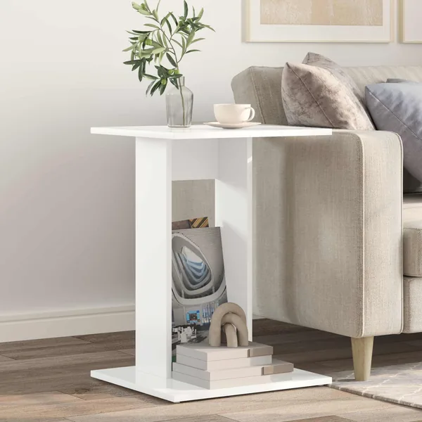 Table d'appoint Blanc 45 x 40 x 62,5 cm Bois d'ingénierie