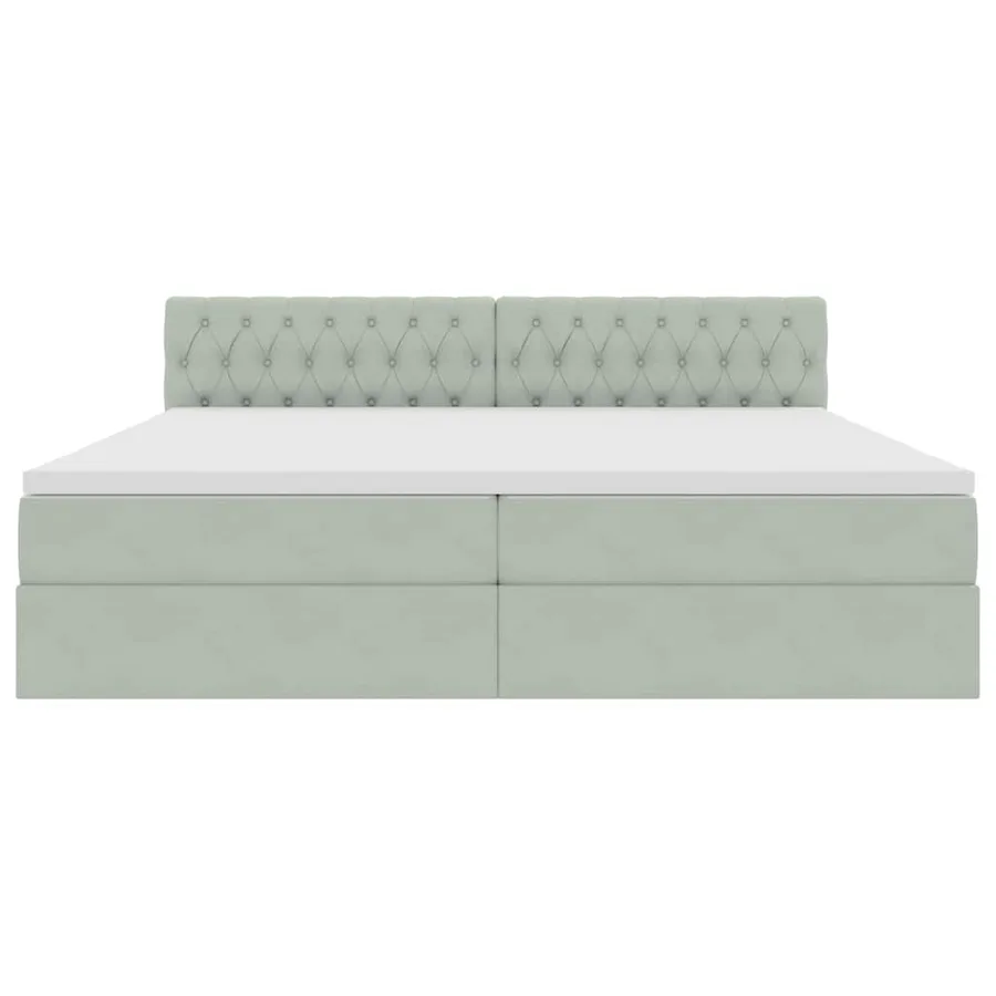 Lit de Rangement avec matelas Gris clair 200 x 200 cm Velours - 6