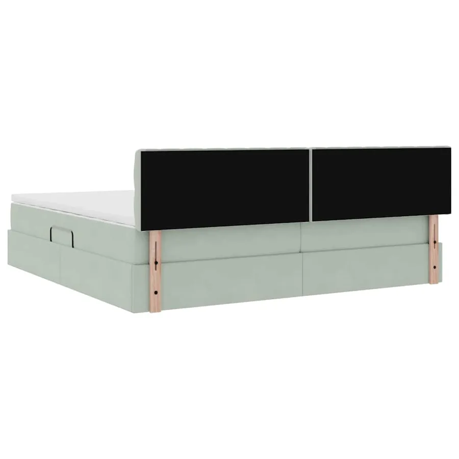 Lit de Rangement avec matelas Gris clair 200 x 200 cm Velours - 8
