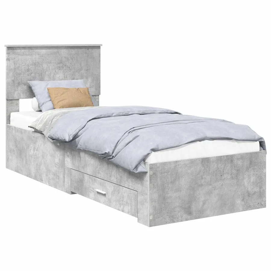 Cadre de lit Gris Béton et Argent 70 x 190 cm Bois d'ingénierie - 2