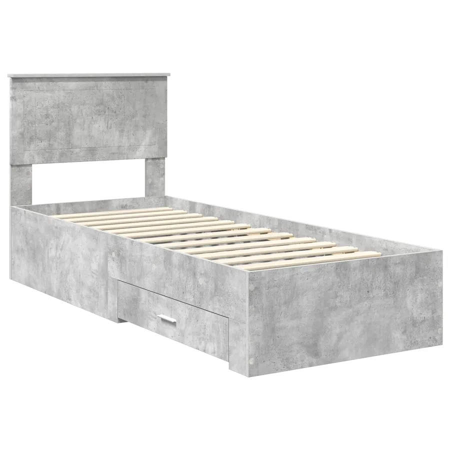 Cadre de lit Gris Béton et Argent 70 x 190 cm Bois d'ingénierie - 4