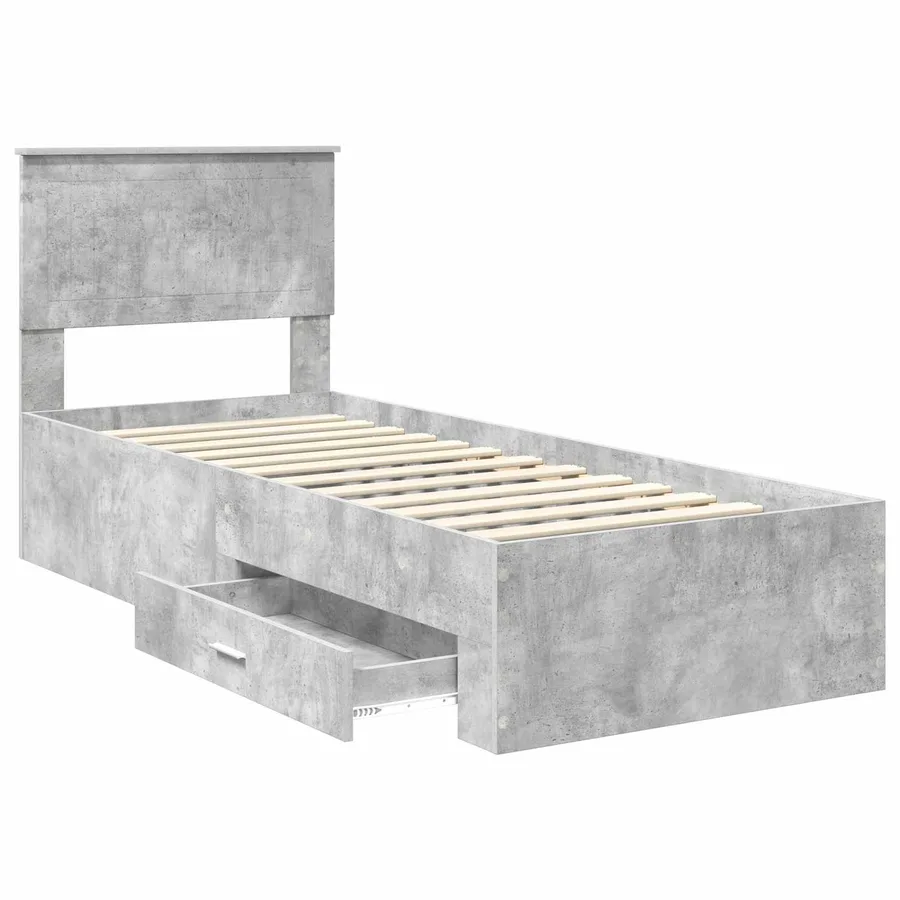 Cadre de lit Gris Béton et Argent 70 x 190 cm Bois d'ingénierie - 5