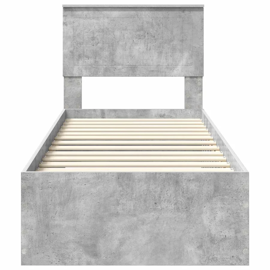 Cadre de lit Gris Béton et Argent 70 x 190 cm Bois d'ingénierie - 7