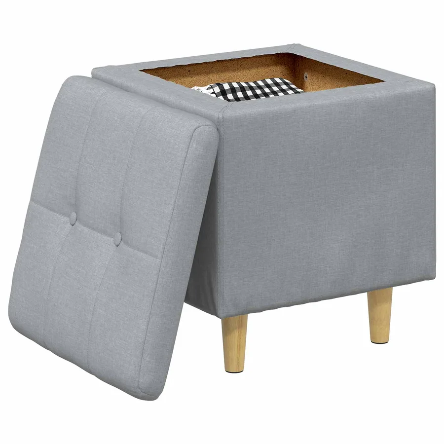 Ottoman avec rangement Gris clair 40 x 40 x 45 cm tissu - 3