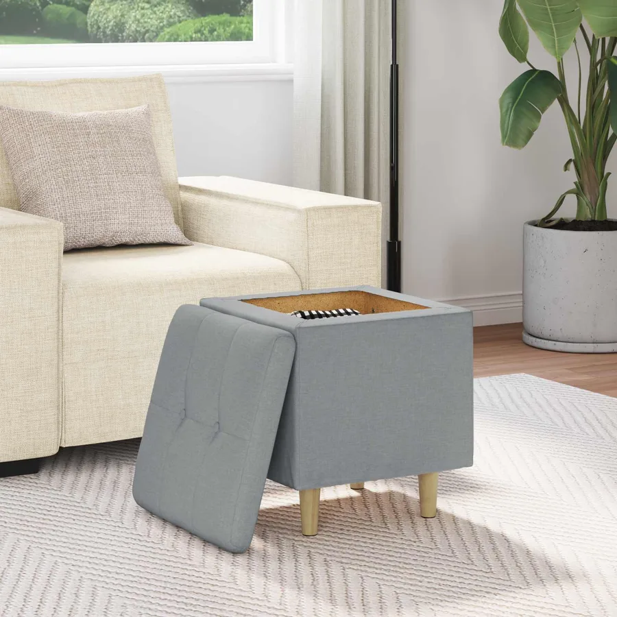 Ottoman avec rangement Gris clair 40 x 40 x 45 cm tissu - 4