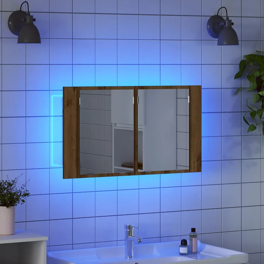 Armoire Miroir de Salle de Bain Chêne artisanal 80 x 12 x 45 cm - 5