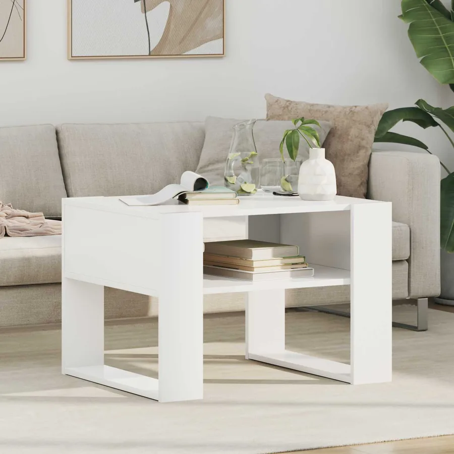 Table basse Blanc 66 x 53 x 45 cm Bois d'ingénierie