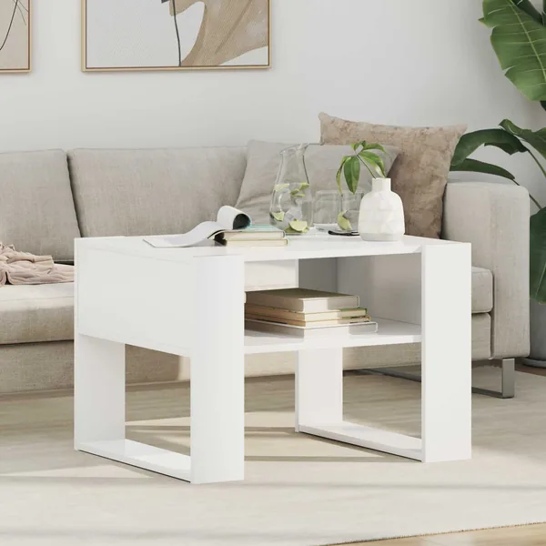 Table basse Blanc 66 x 53 x 45 cm Bois d'ingénierie