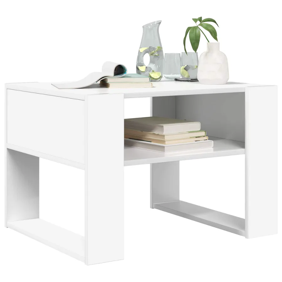 Table basse Blanc 66 x 53 x 45 cm Bois d'ingénierie - 3