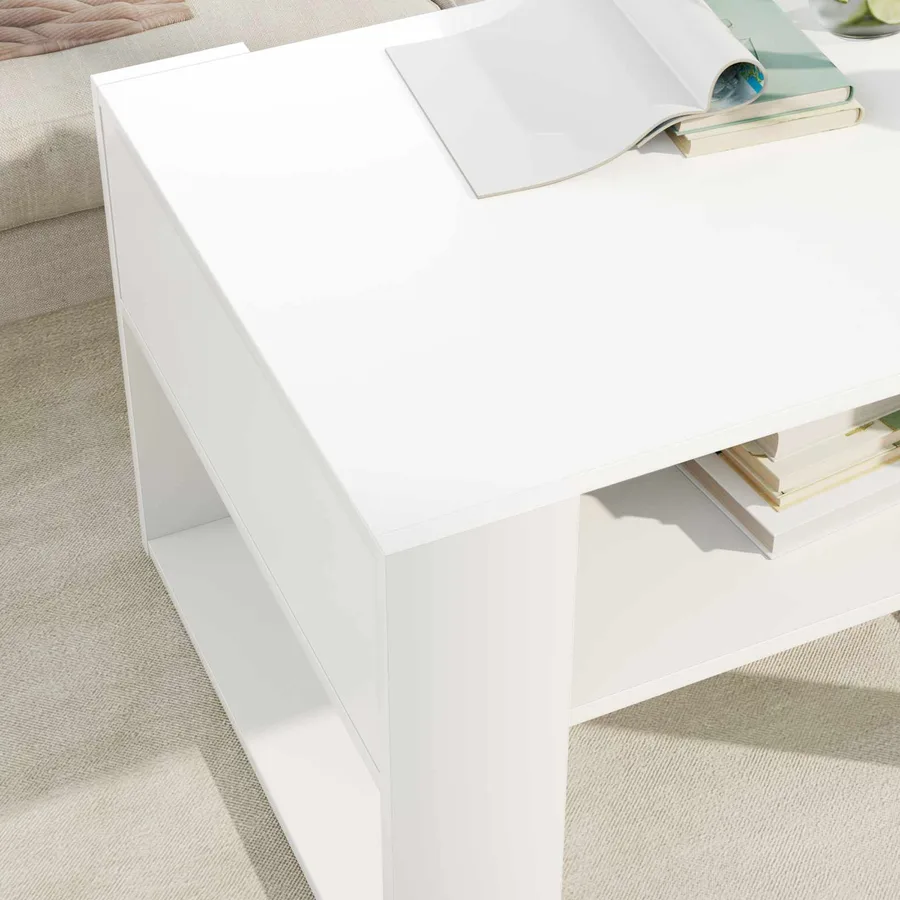 Table basse Blanc 66 x 53 x 45 cm Bois d'ingénierie - 4