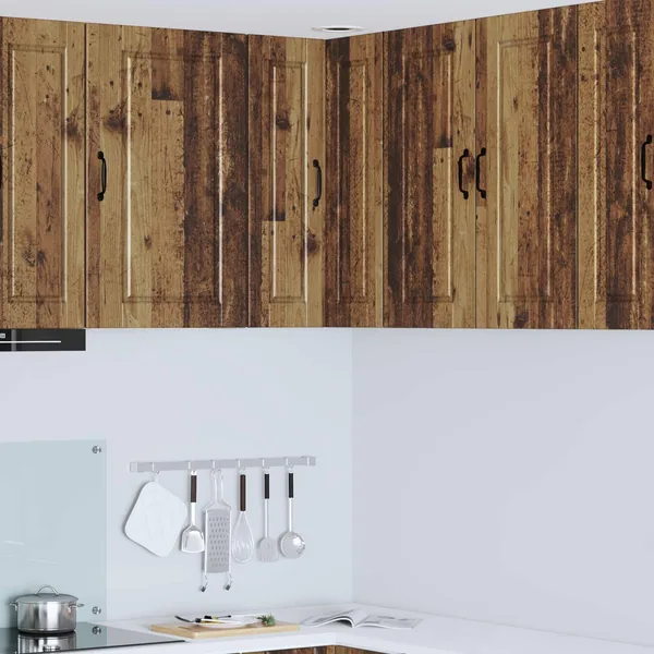Cabinet d'angle mural PORTO Bois ancien 57 x 57 x 80 cm