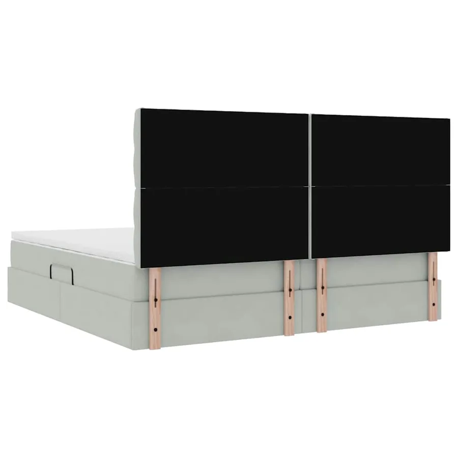 Lit avec rangement et matelas Gris clair 200 x 200 cm Velours - 11