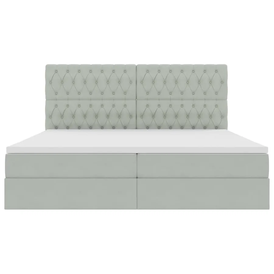 Lit avec rangement et matelas Gris clair 200 x 200 cm Velours - 7