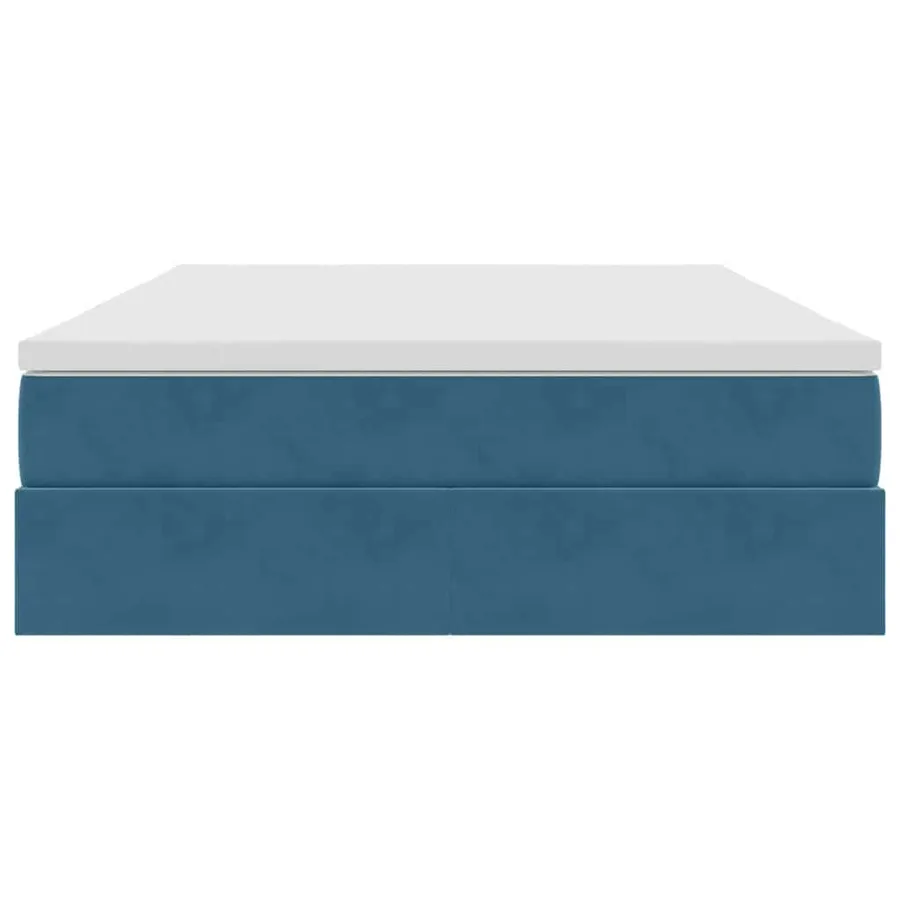 Lit avec rangement et matelas Bleu foncé 140 x 190 cm Velours - 7