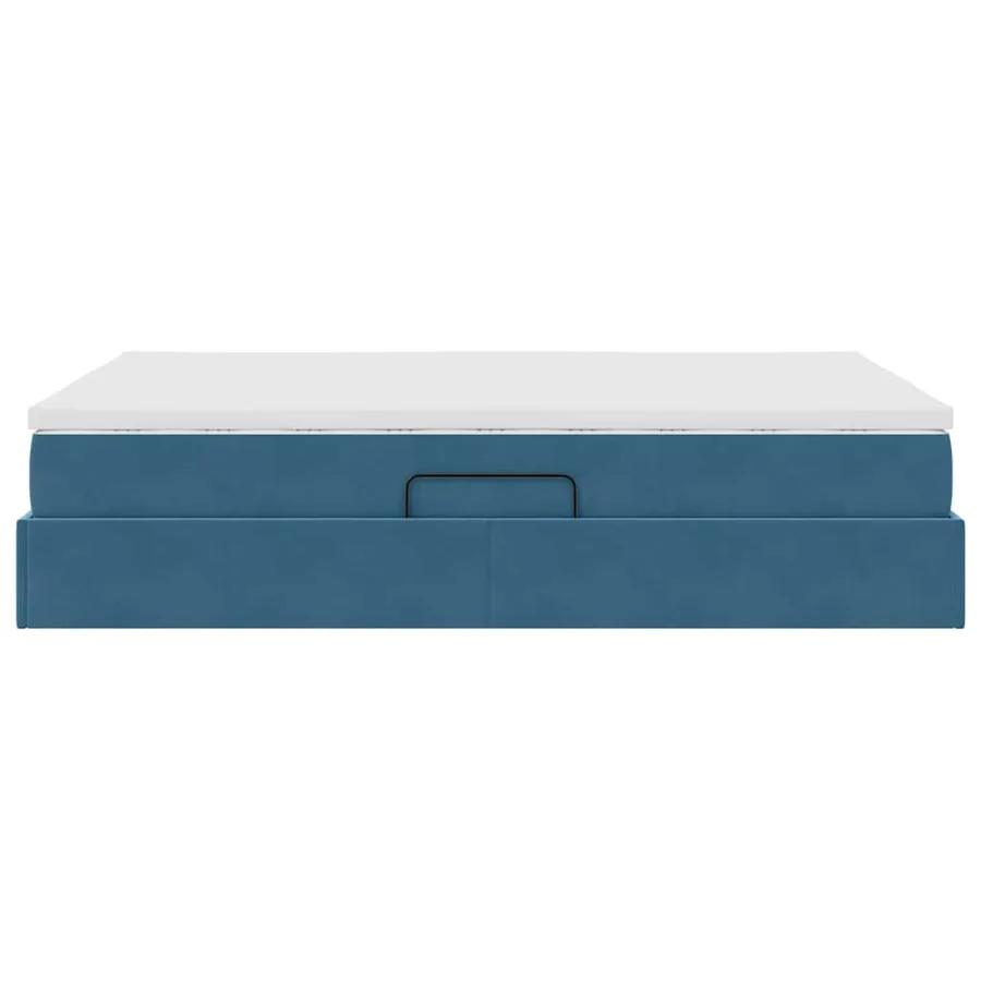Lit avec rangement et matelas Bleu foncé 140 x 190 cm Velours - 9