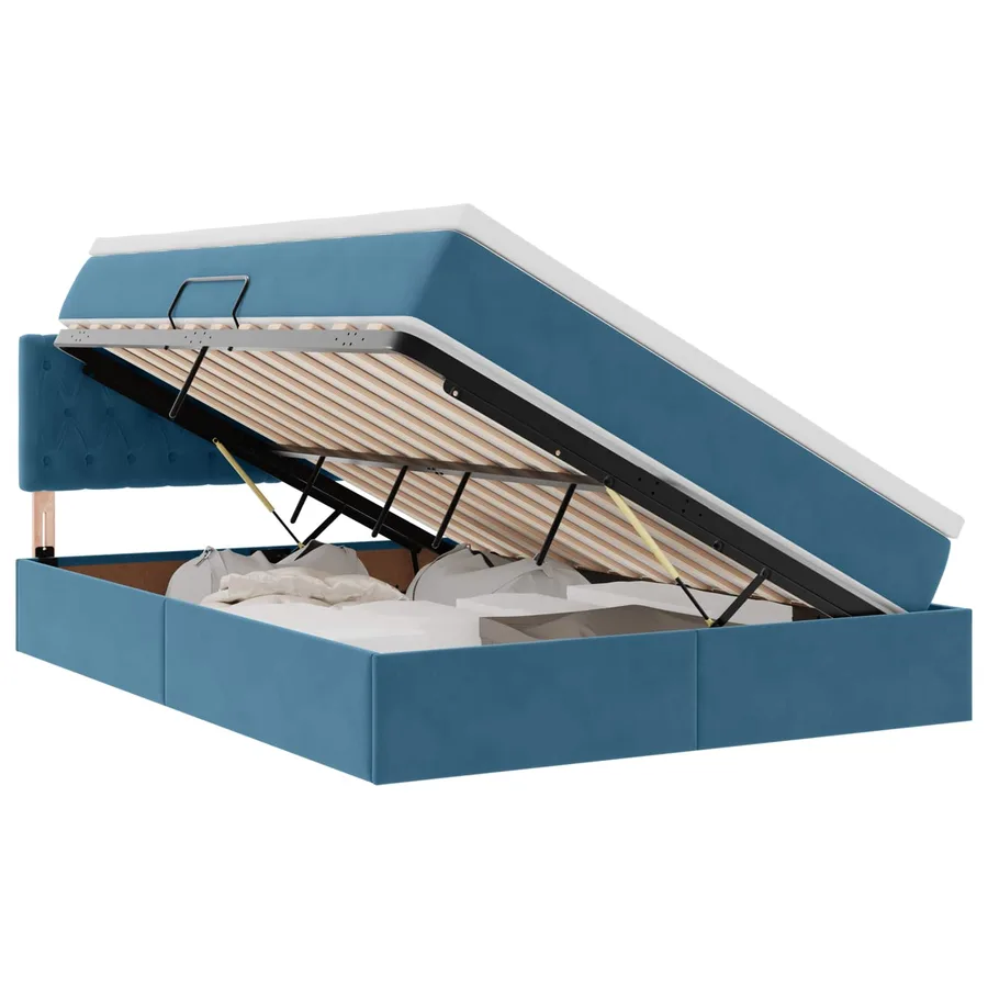 Lit de rangement LED avec matelas Bleu foncé 140 x 190 cm - 2