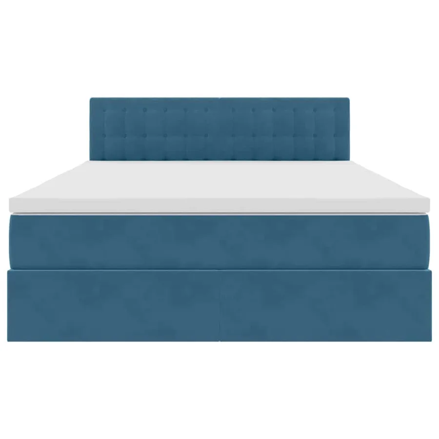 Lit de Rangement avec matelas Bleu foncé 140 x 190 cm Velours - 7