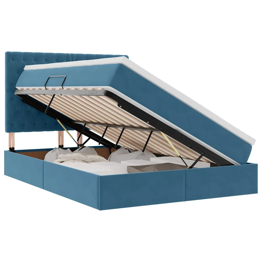 Lit de rangement LED avec matelas Bleu foncé 140 x 190 cm - 2