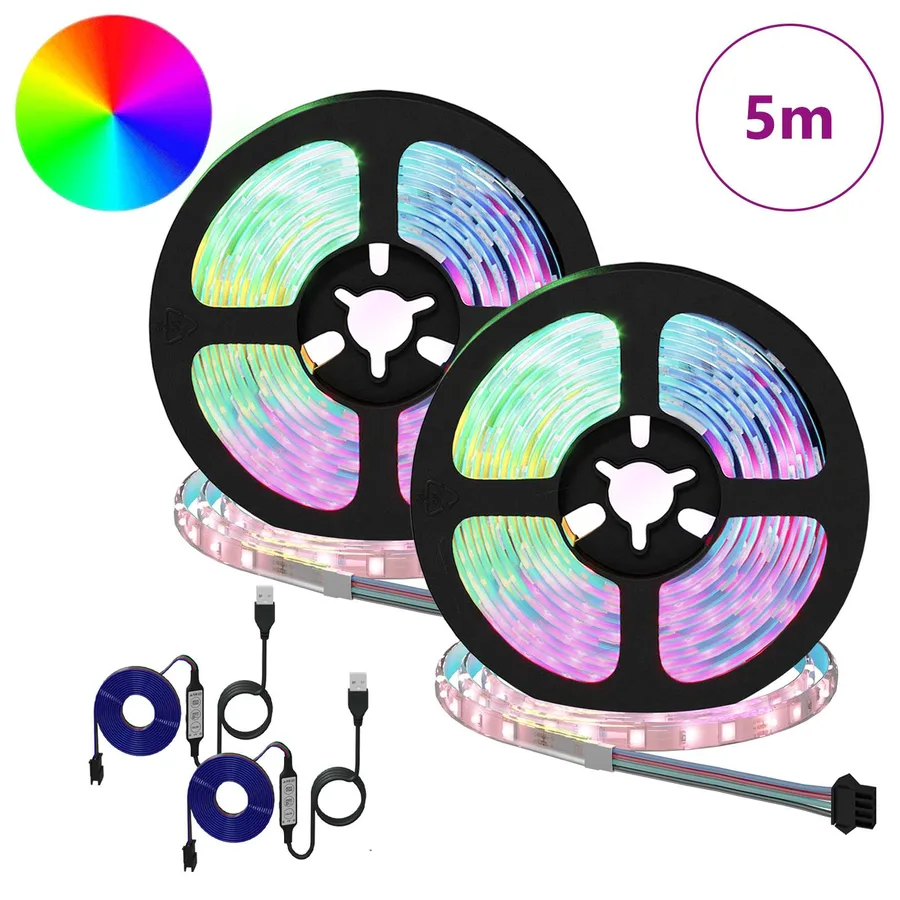 Bande LED 2 pcs Noir et Transparent 2500 mm Cuivre et plastique - 2