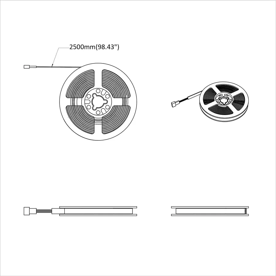 Bande LED 2 pcs Noir et Transparent 2500 mm Cuivre et plastique - 9