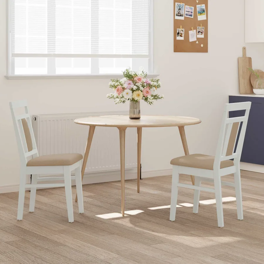 Chaise de salle à manger 2 pcs Blanc et marron - 3