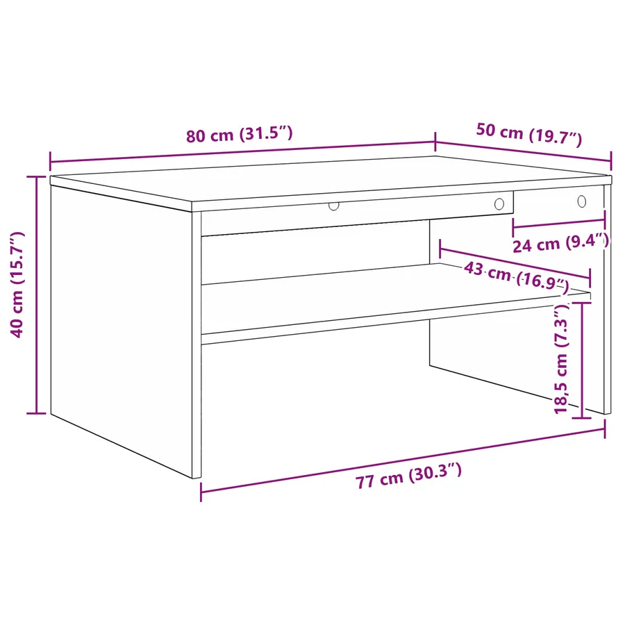 Table basse Chêne Sonoma 80 x 50 x 40 cm Bois d'ingénierie - 8