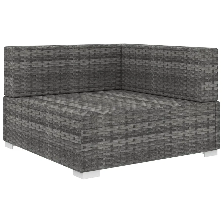 Chaise d'angle 1 pc et coussins Résine tressée Gris - 2
