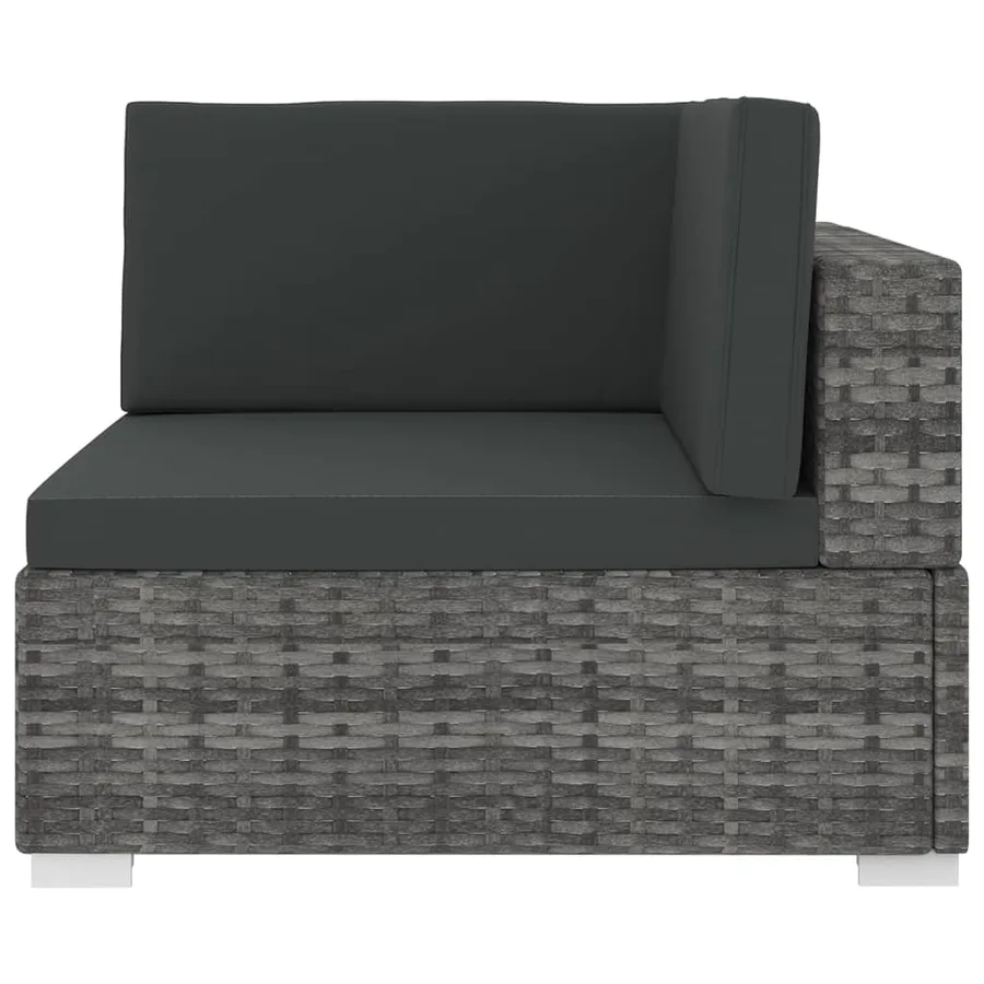 Chaise d'angle 1 pc et coussins Résine tressée Gris - 3