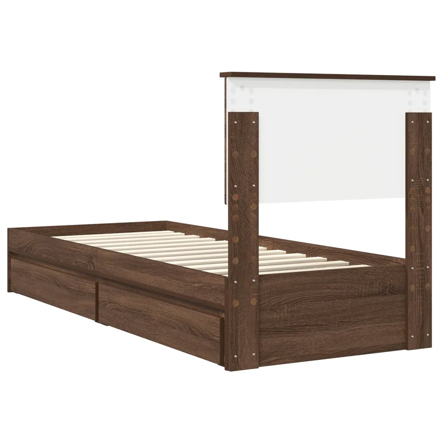 Lit de Rangement Chêne brun 75 x 190 cm Bois d'ingénierie - 10