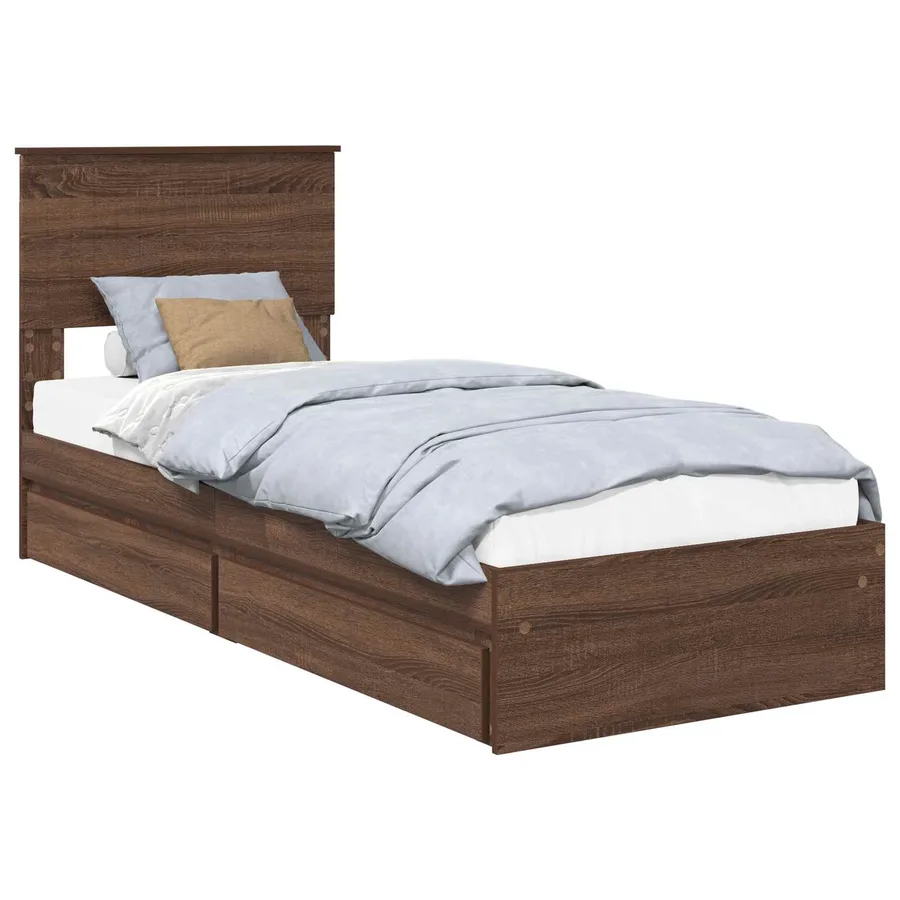 Lit de Rangement Chêne brun 75 x 190 cm Bois d'ingénierie - 2