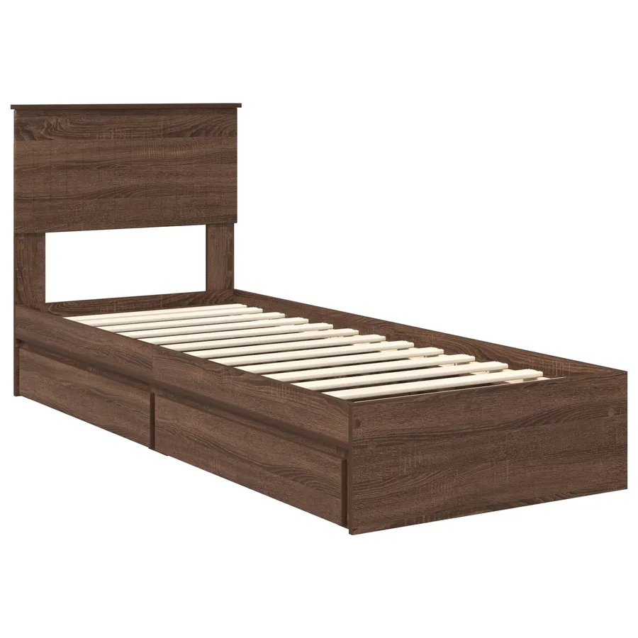 Lit de Rangement Chêne brun 75 x 190 cm Bois d'ingénierie - 4