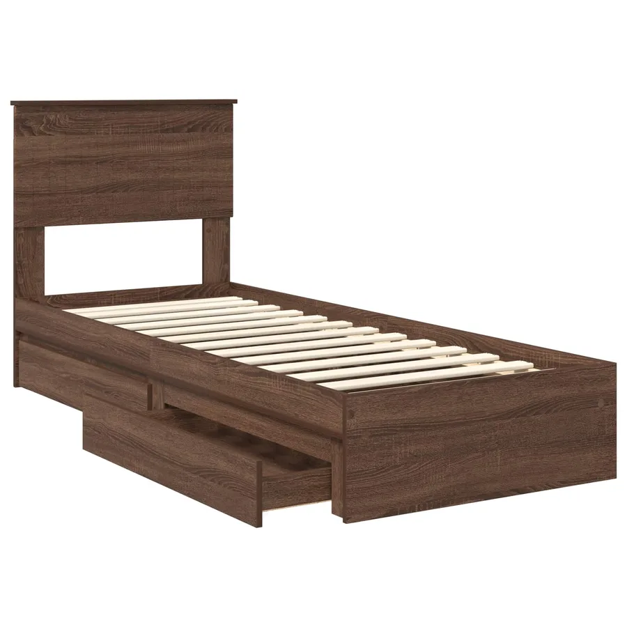Lit de Rangement Chêne brun 75 x 190 cm Bois d'ingénierie - 5