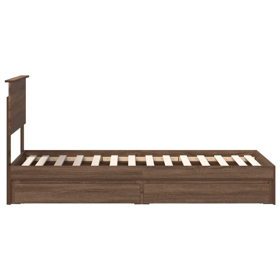 Lit de Rangement Chêne brun 75 x 190 cm Bois d'ingénierie - 9