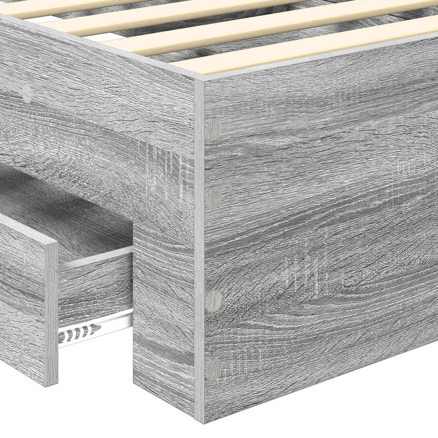 Cadre de lit avec tiroir Sonoma Gris et Argent 75 x 190 cm - 10