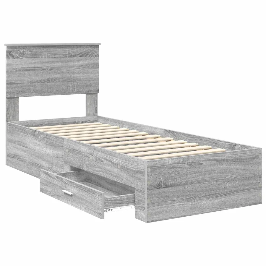 Cadre de lit avec tiroir Sonoma Gris et Argent 75 x 190 cm - 5