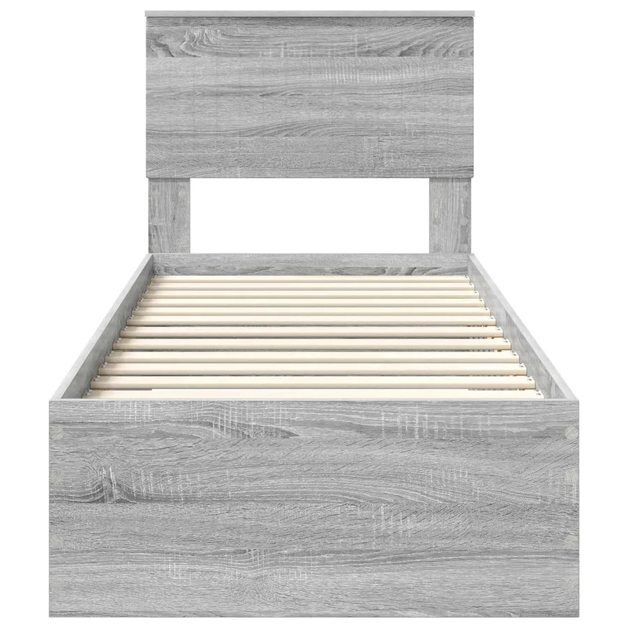 Cadre de lit avec tiroir Sonoma Gris et Argent 75 x 190 cm - 7