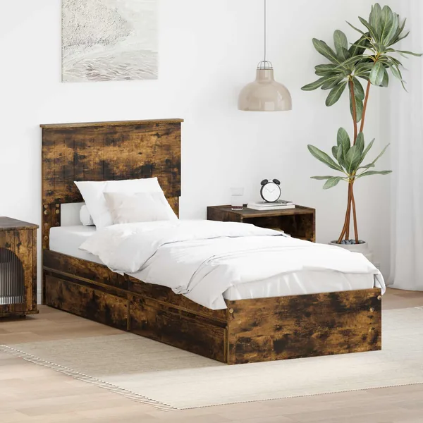 Lit de Rangement Chêne fumé 75 x 190 cm Bois d'ingénierie