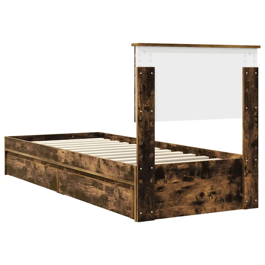 Lit de Rangement Chêne fumé 75 x 190 cm Bois d'ingénierie - 10