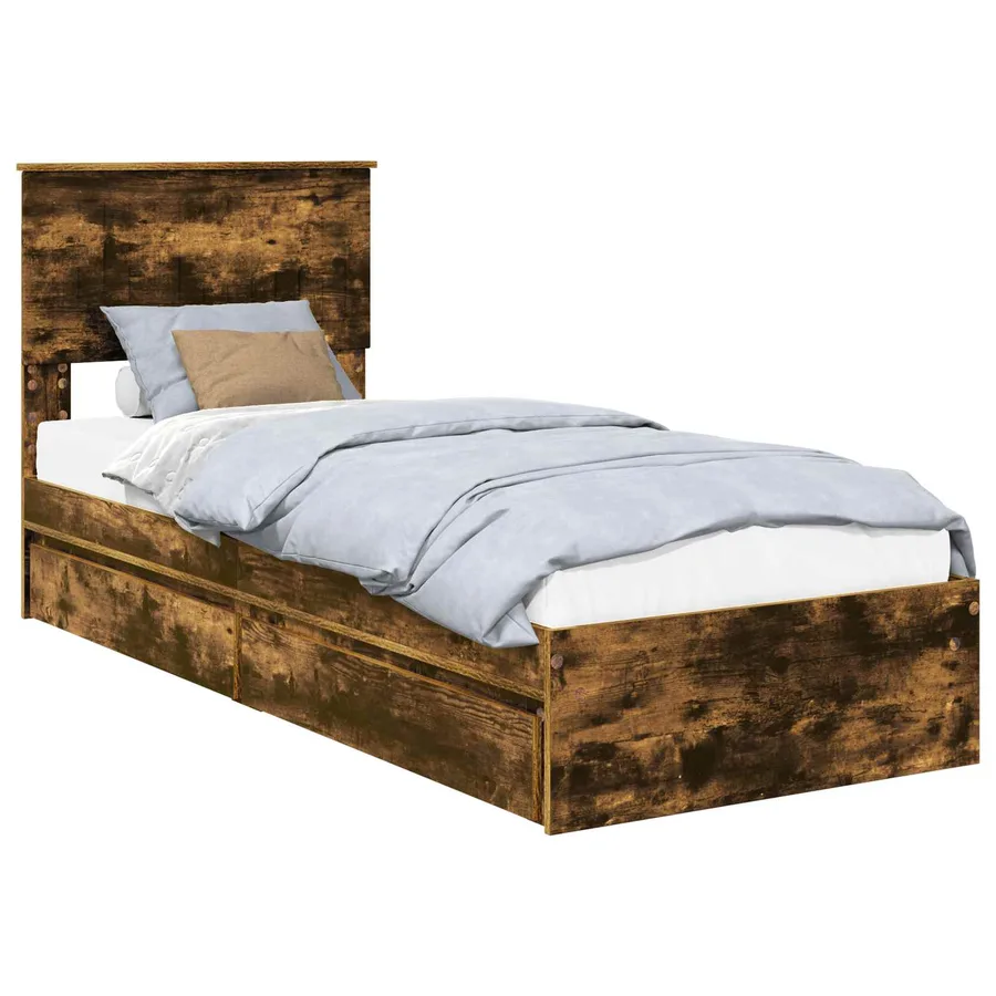 Lit de Rangement Chêne fumé 75 x 190 cm Bois d'ingénierie - 2