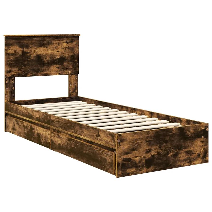 Lit de Rangement Chêne fumé 75 x 190 cm Bois d'ingénierie - 4