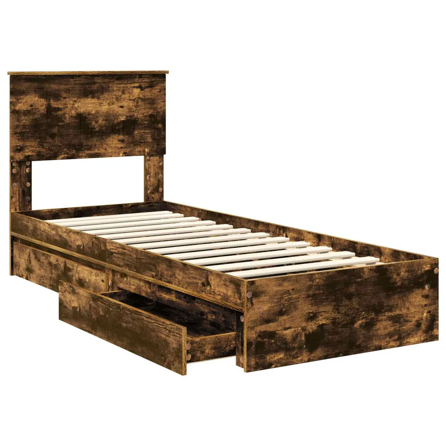 Lit de Rangement Chêne fumé 75 x 190 cm Bois d'ingénierie - 5