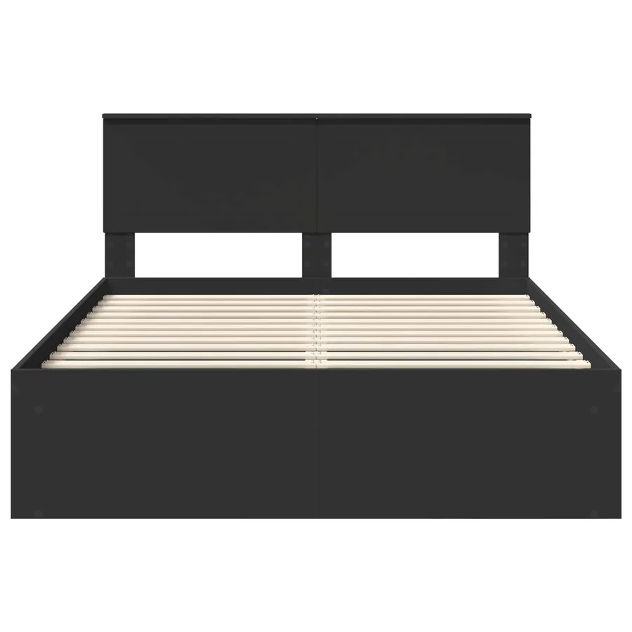 Cadre de lit avec tête de lit Noir 135 x 190 cm Pin massif - 7