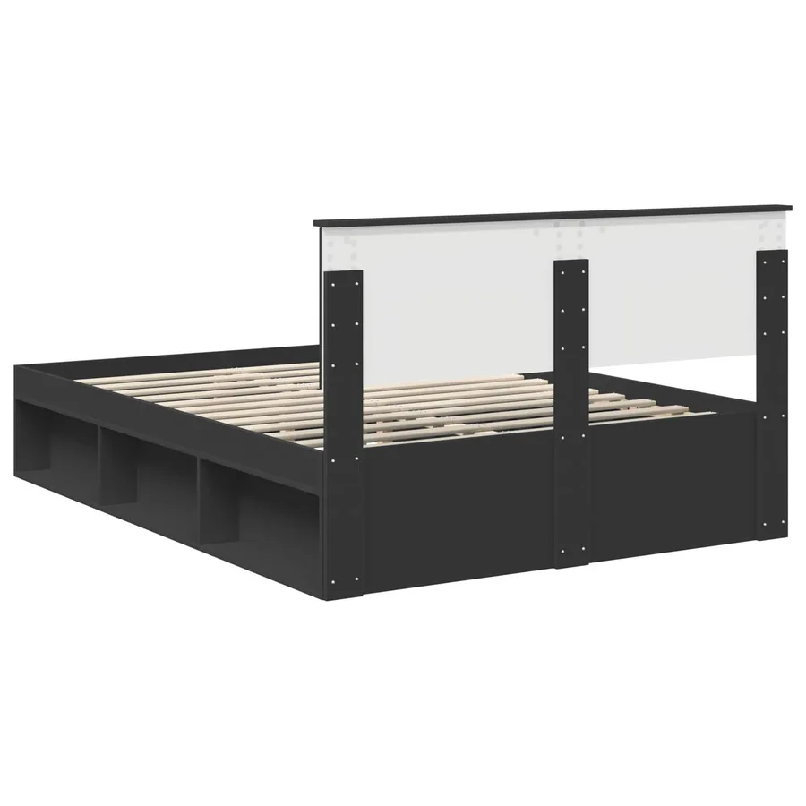 Cadre de lit avec tête de lit Noir 135 x 190 cm Pin massif - 9