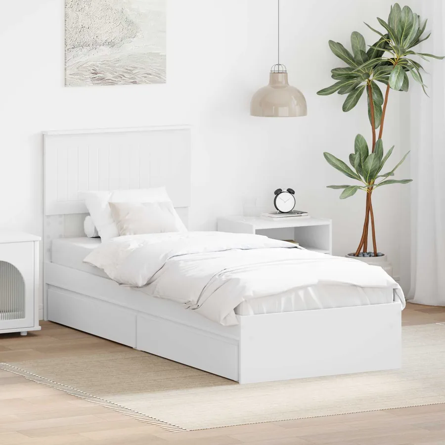 Lit de Rangement Blanc 75 x 190 cm Bois d'ingénierie