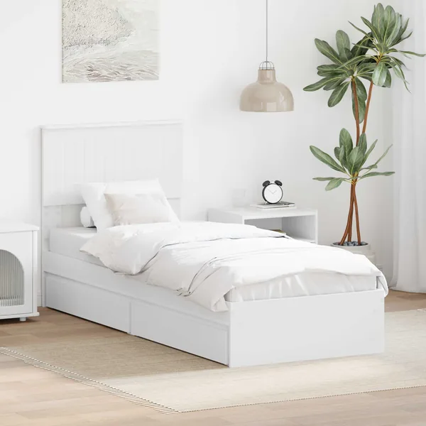 Lit de Rangement Blanc 75 x 190 cm Bois d'ingénierie
