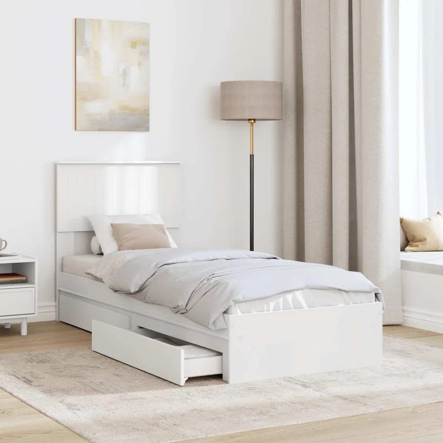 Lit de Rangement Blanc 75 x 190 cm Bois d'ingénierie - 3