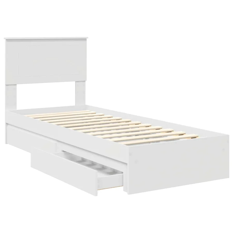 Lit de Rangement Blanc 75 x 190 cm Bois d'ingénierie - 5