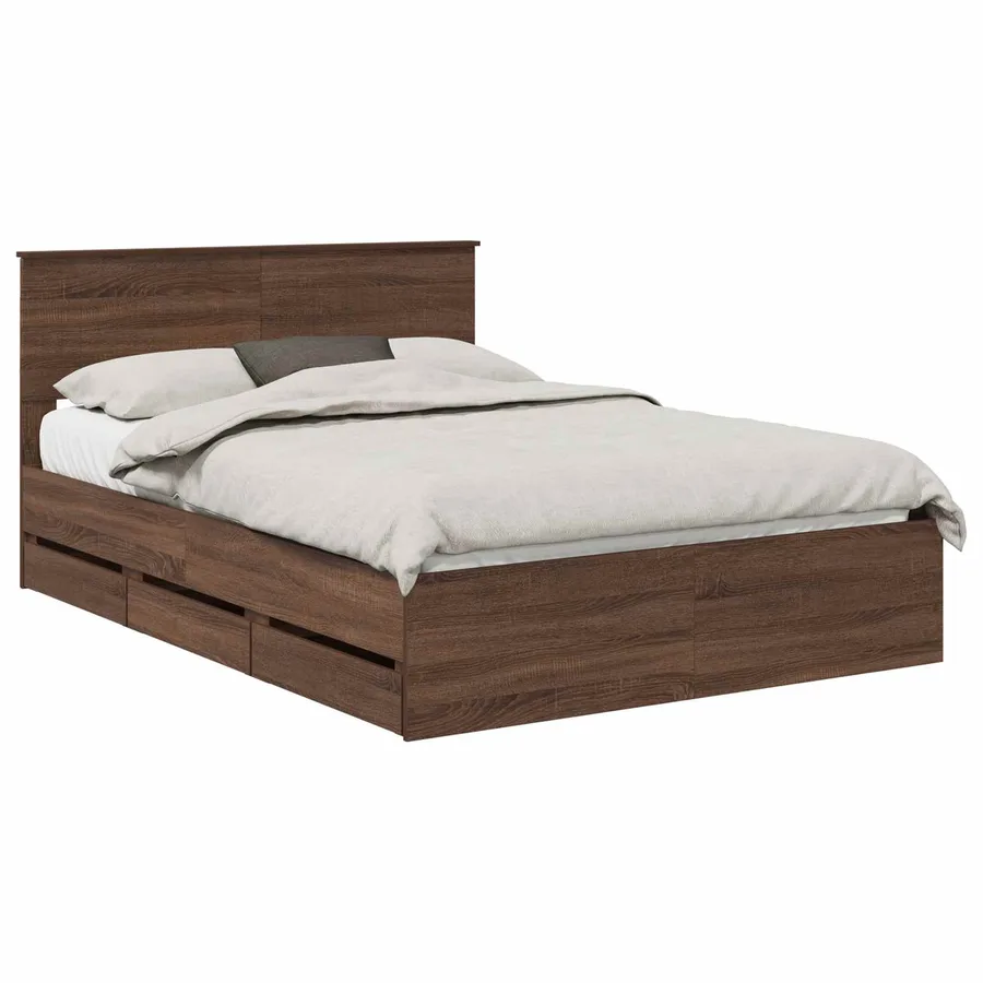 Cadre de lit Chêne brun 135 x 190 cm Bois Ingénierie - 2