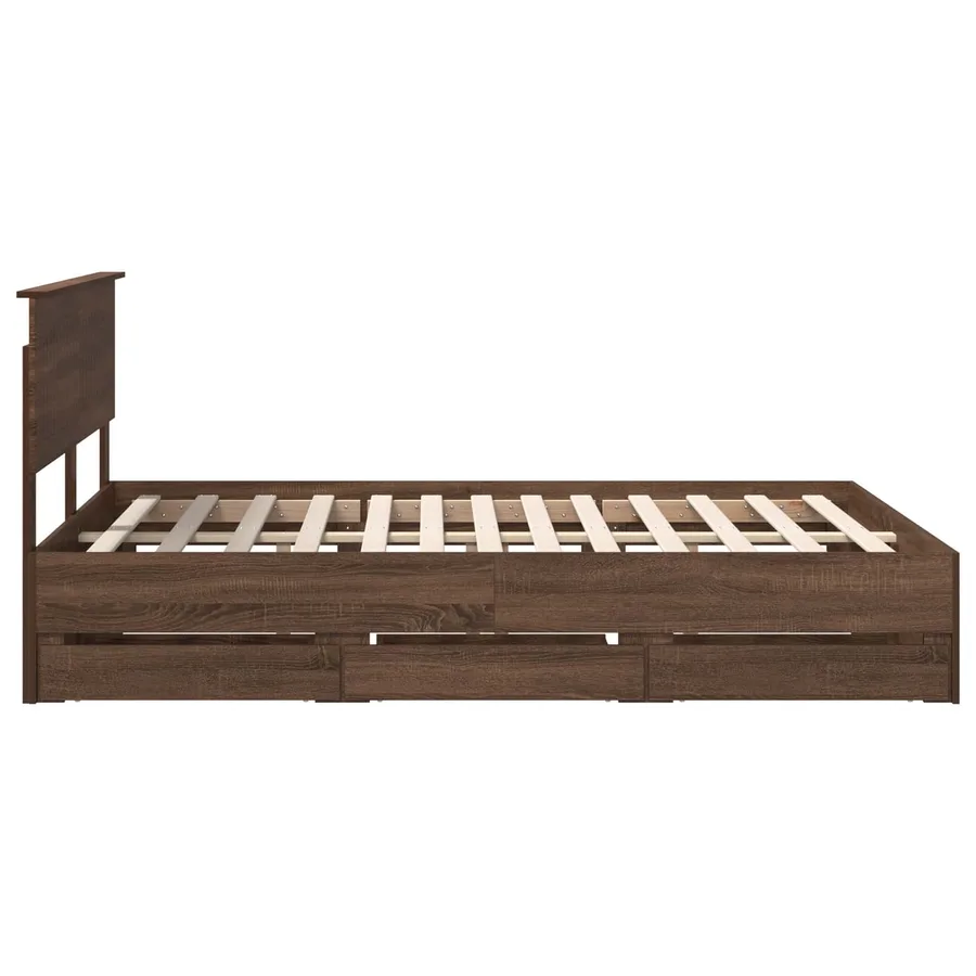 Cadre de lit Chêne brun 135 x 190 cm Bois Ingénierie - 9